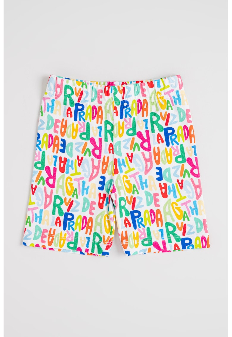 Pantaloni scurti cu imprimeu si talie elastica - Multicolor
