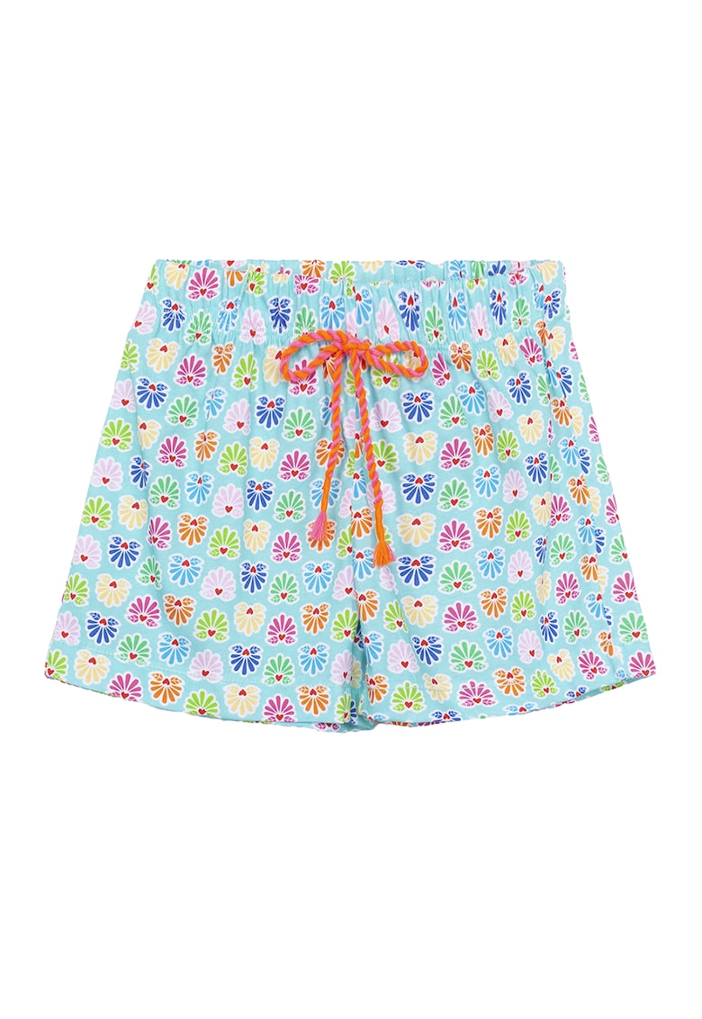 Pantaloni scurti cu imprimeu si snur de ajustare in talie - Verde - Portocaliu - Albastru lavanda -