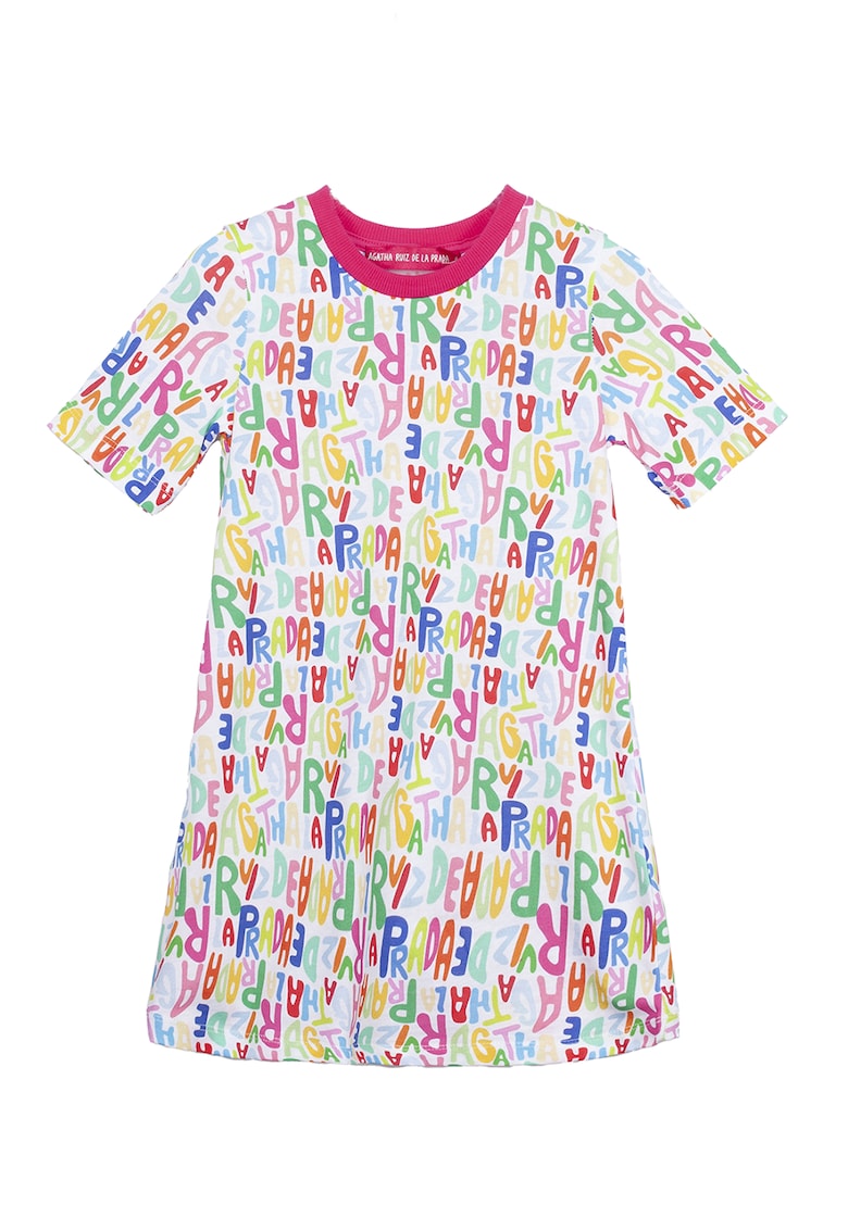 Rochie din bumbac cu model logo - Alb - Fucsia - Albastru -