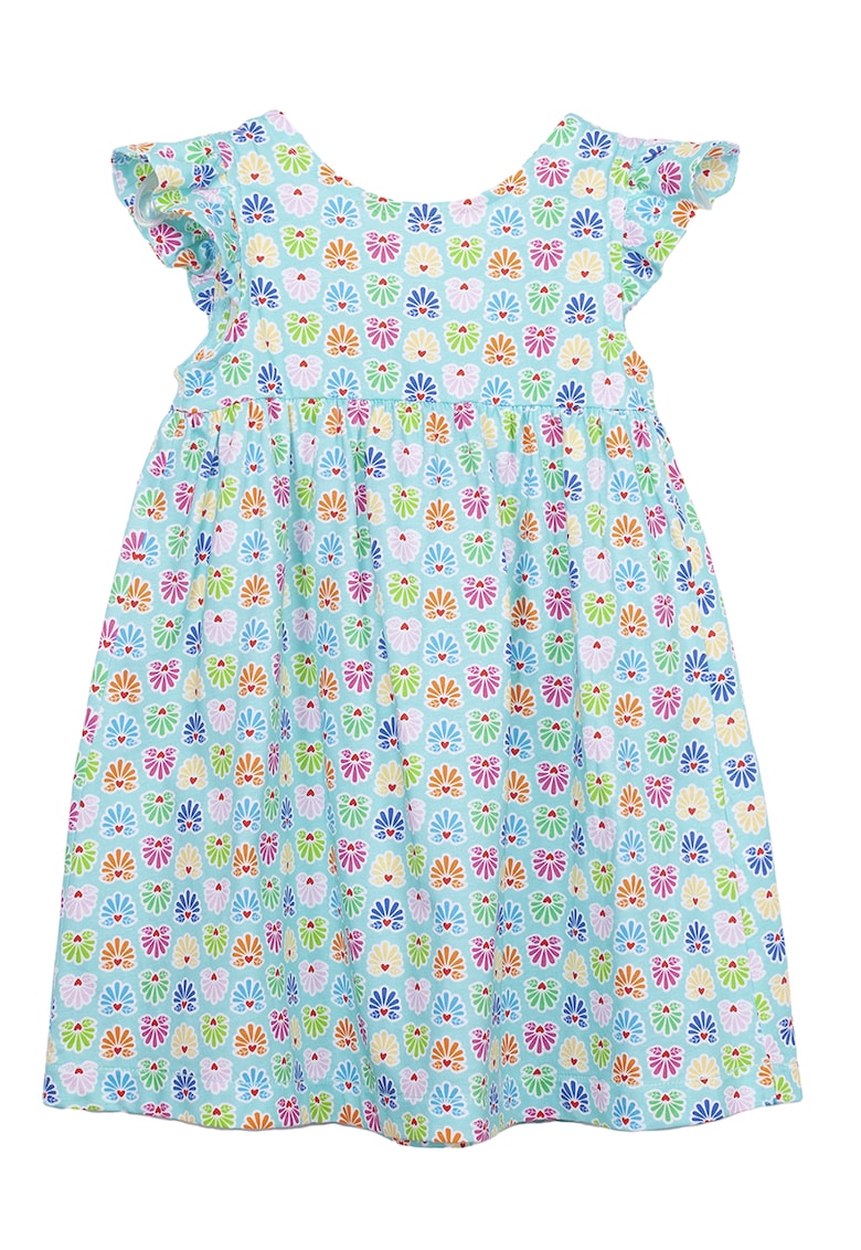 Rochie cu imprimeu si maneci scurte - Verde - Fucsia - Albastru lavanda -