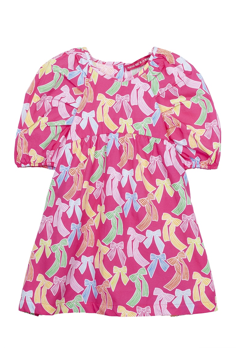 Rochie din bumbac cu maneci bufante - Galben - Fucsia - Portocaliu pal -