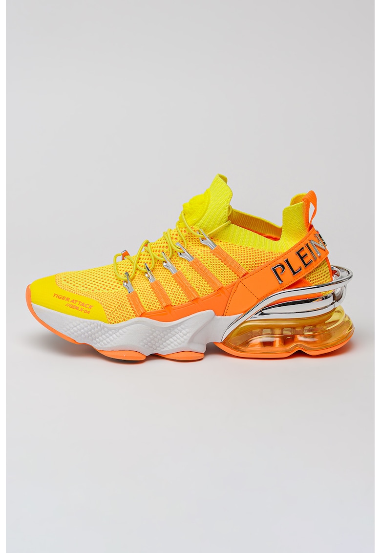Pantofi sport Tiger Attack//Gen.X.04 cu detalii contrastante si model soseta - Galben neon/Portocaliu neon