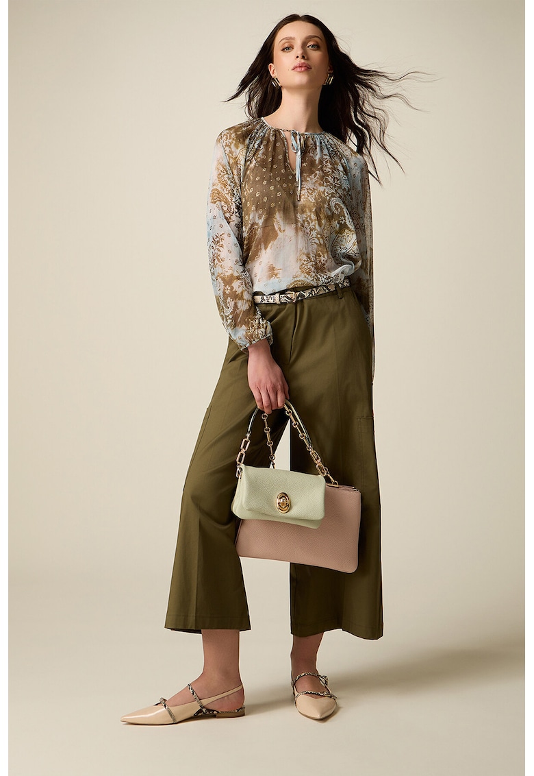 Pantaloni crop cu croiala ampla - Verde masliniu