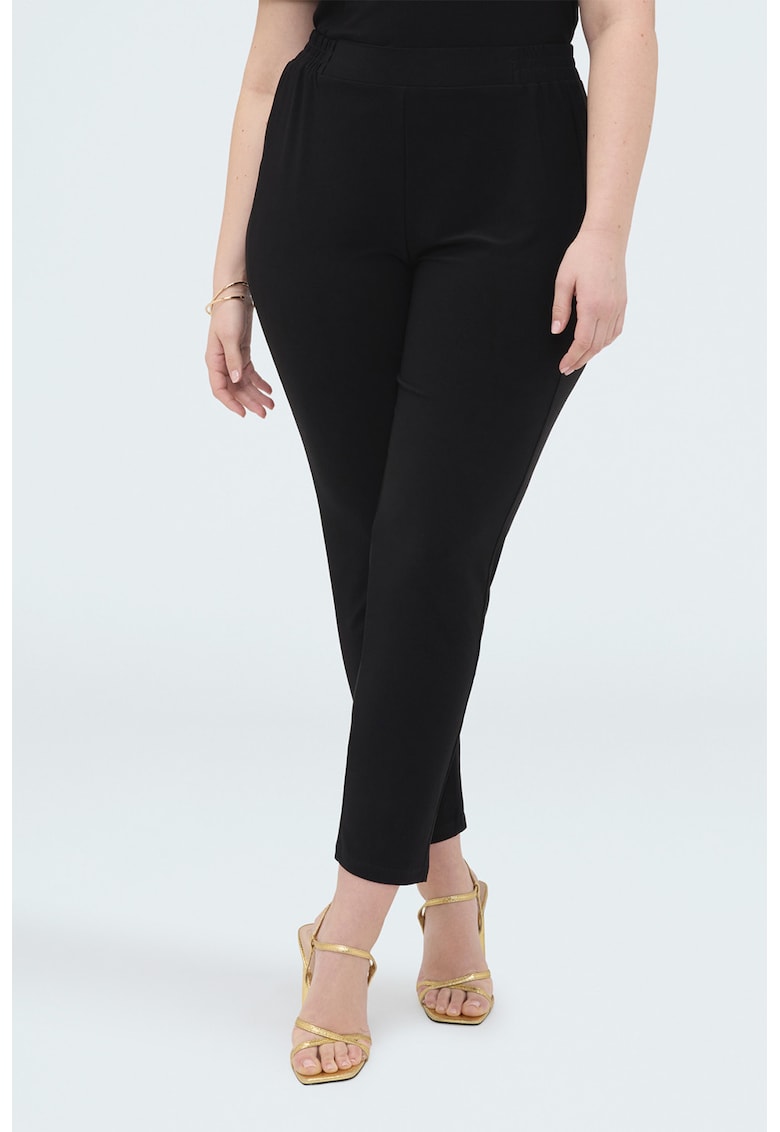 Pantaloni crop cu talie inalta - Negru