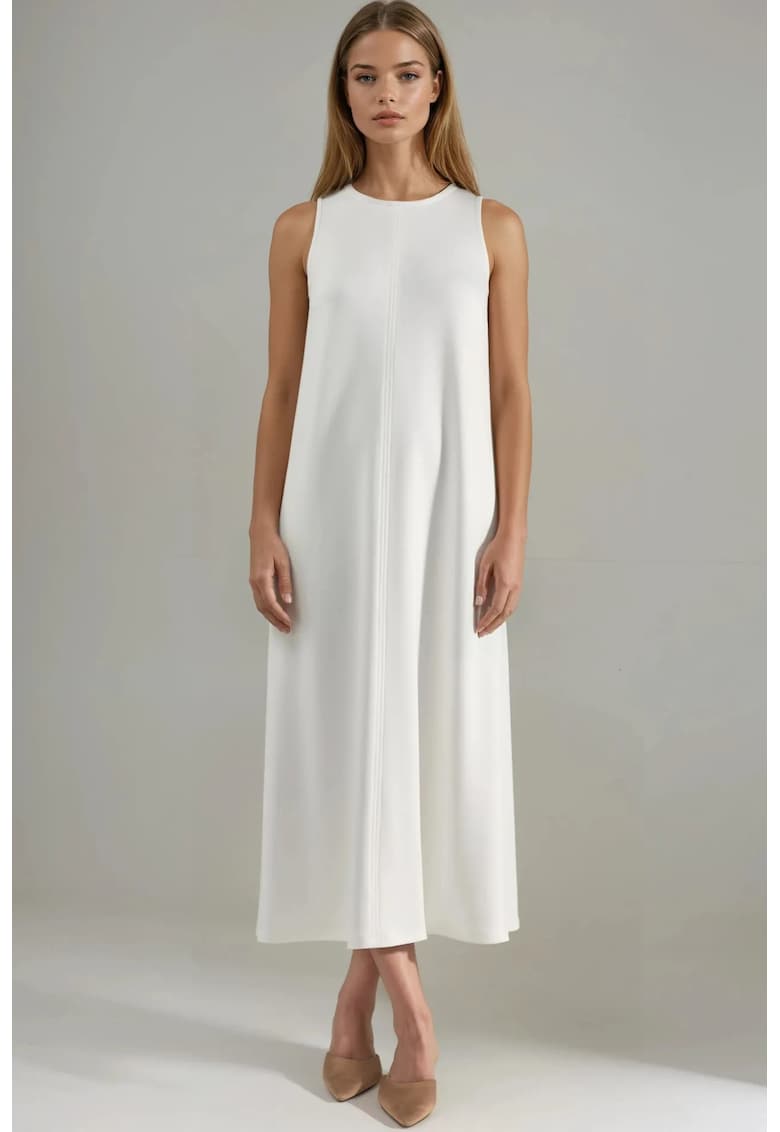 Rochie Midi - Relaxed Fit - Alb - Tricot