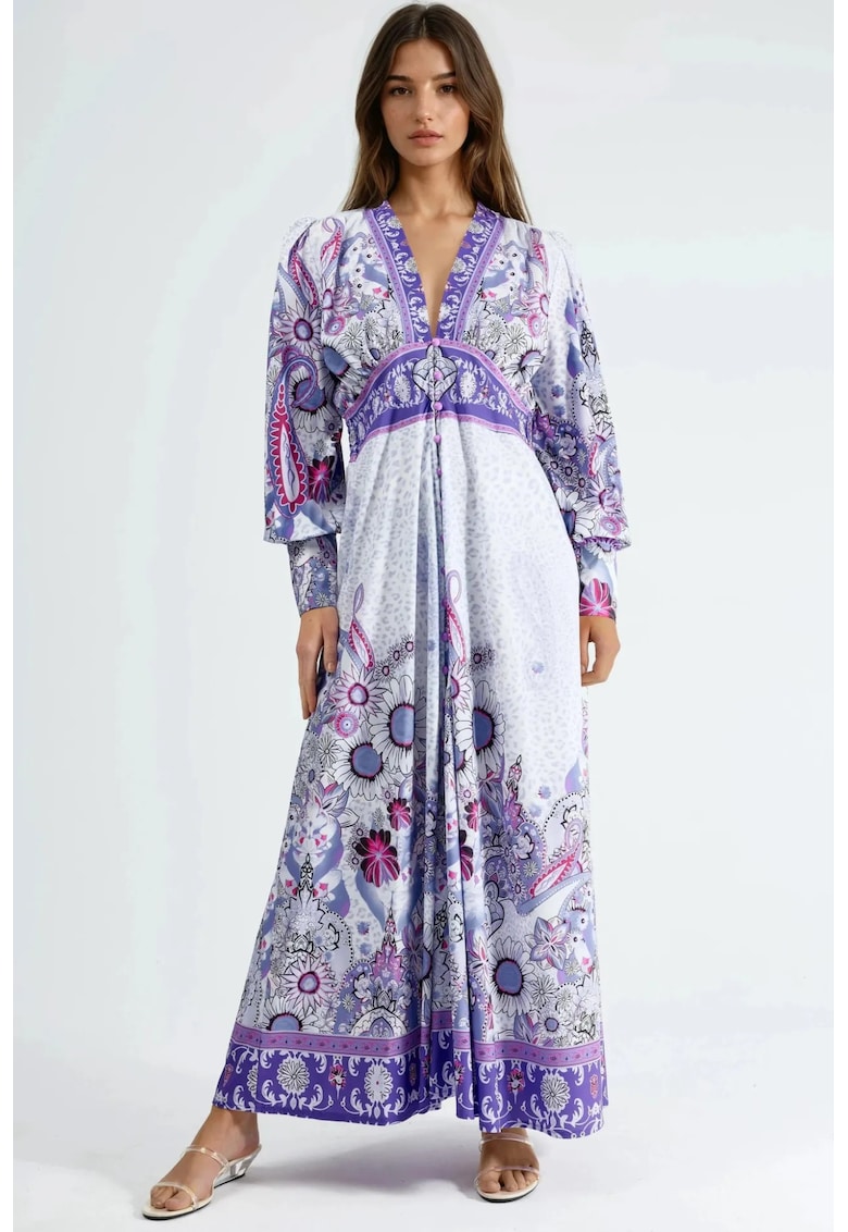 Rochie maxi floral - violet - poliester