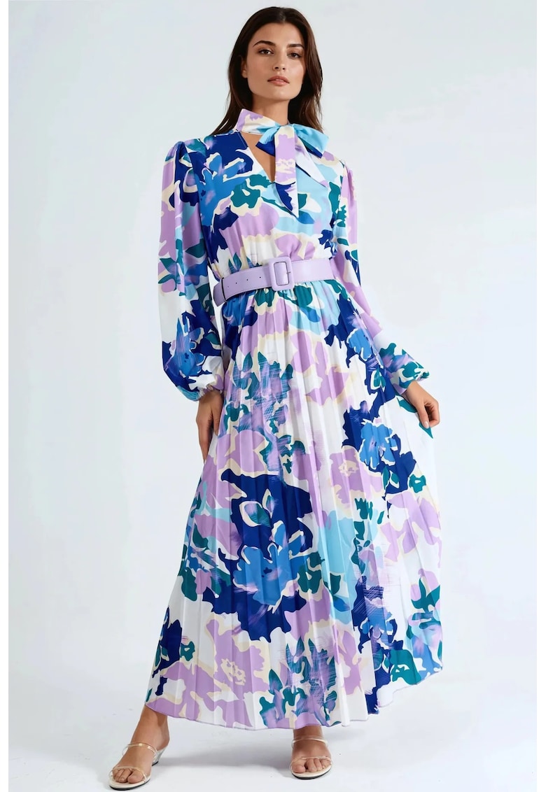 Rochie imprimeu abstract - violet - poliester