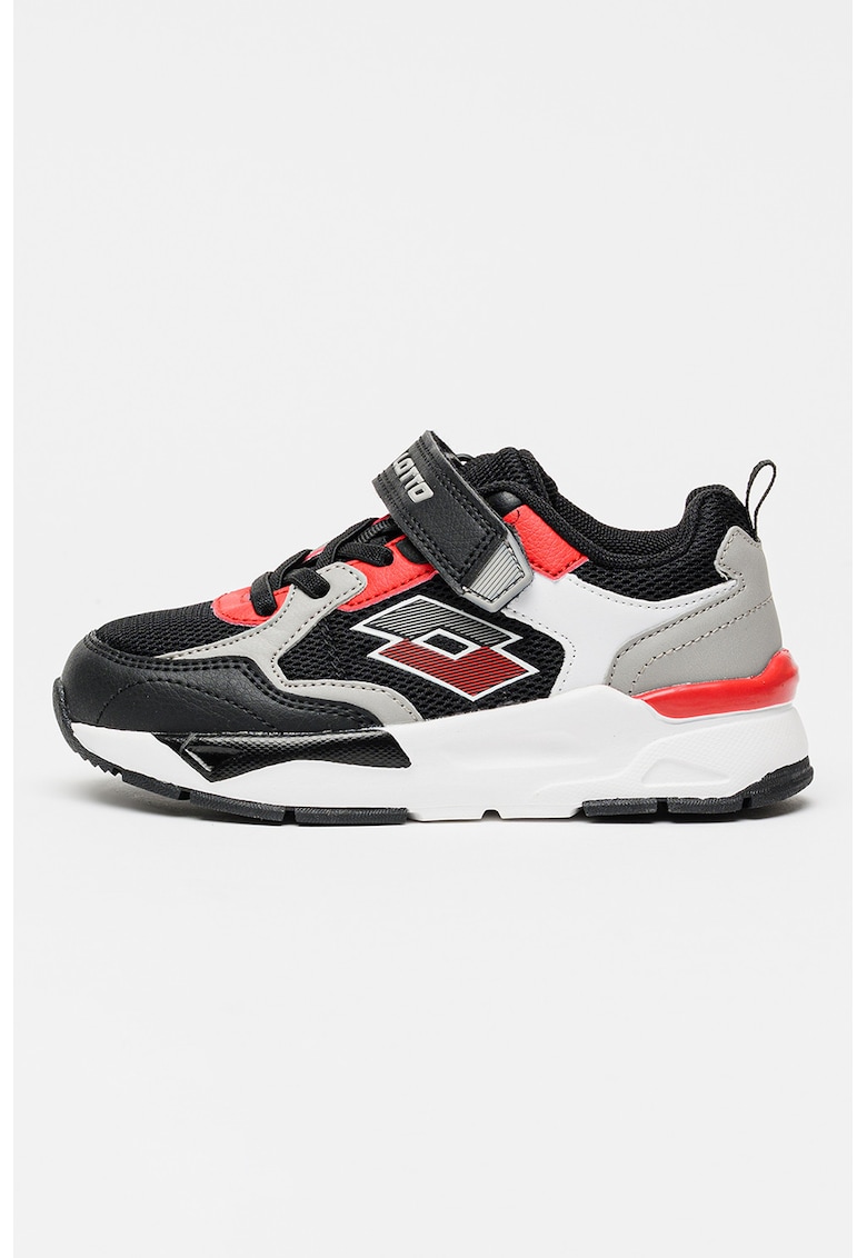 Pantofi sport Beni din plasa cu garnituri din material sintetic si velcro - Rosu/Negru