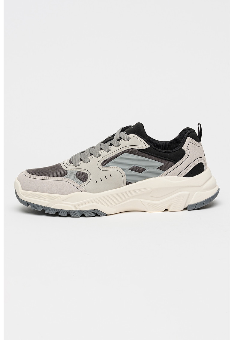 Pantofi sport Rigel de plasa cu garnituri de piele ecologica - Gri deschis/Gri inchis