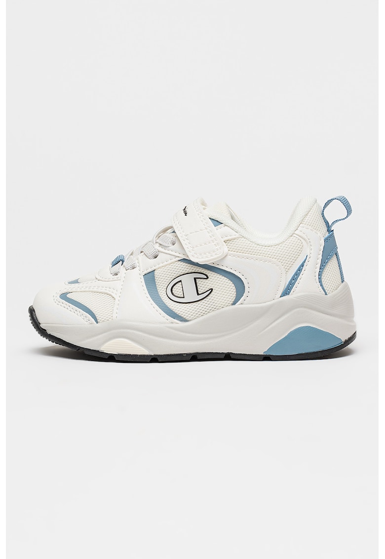 Pantofi sport cu velcro si logo Baltic - Albastru prafuit/Alb murdar