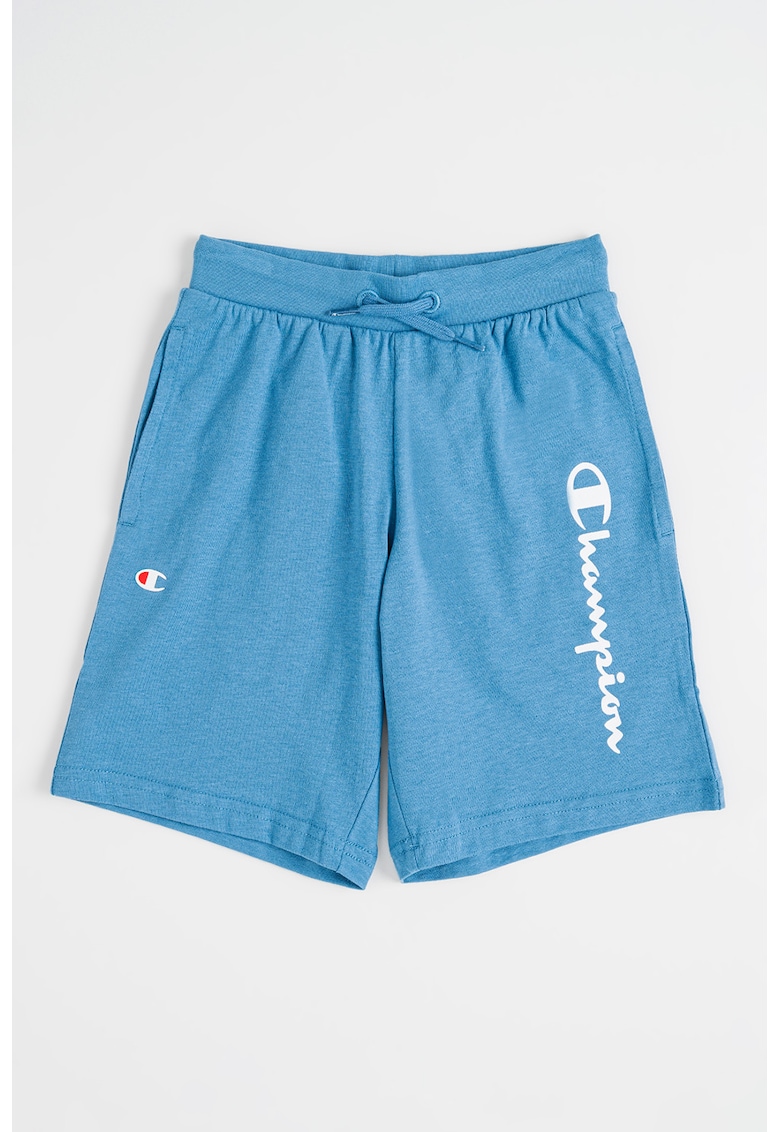 Bermude de trening cu logo - Albastru prafuit