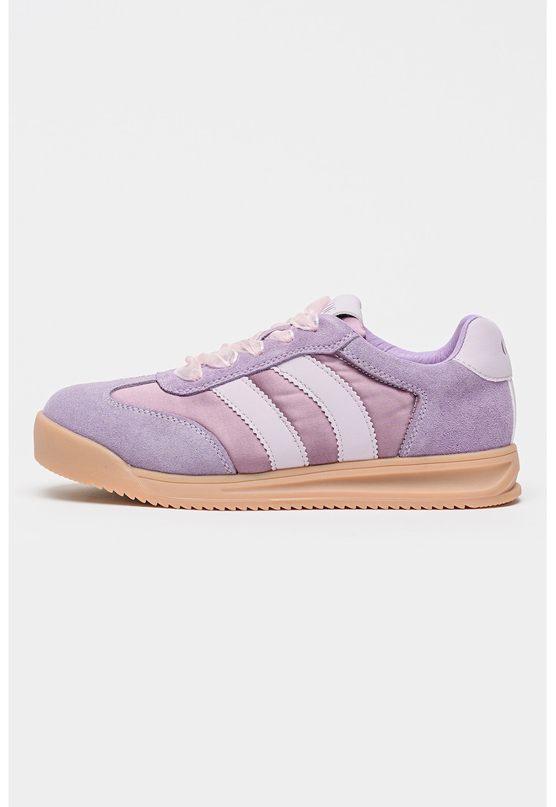 Pantofi sport din piele intoarsa cu garnituri din material textil - Violet deschis/Violet pastel