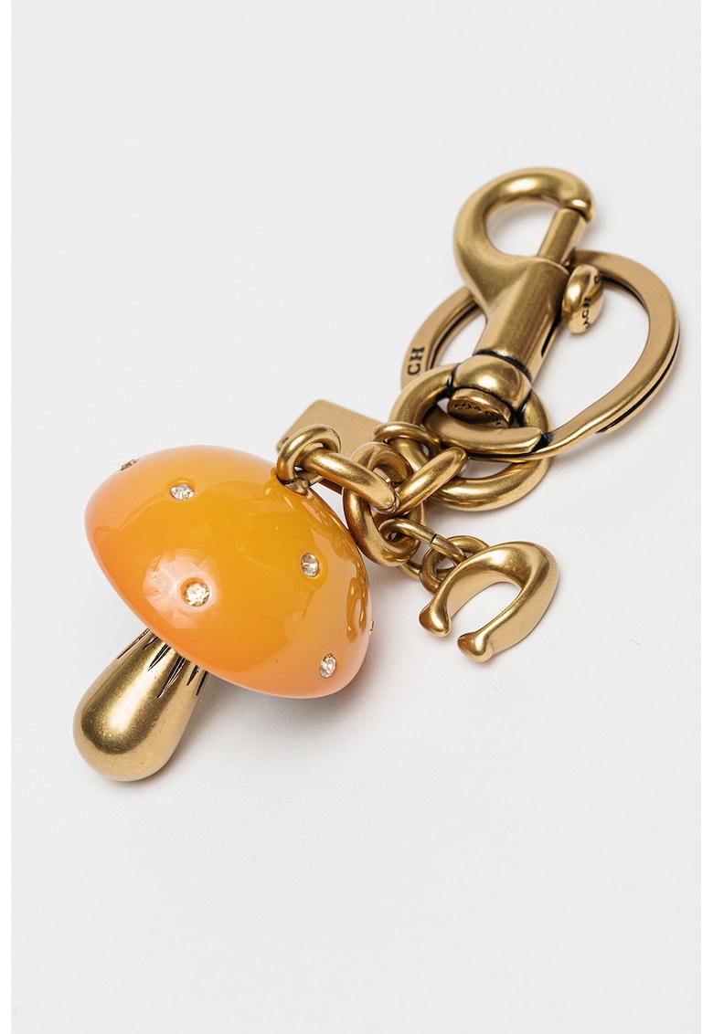 Breloc cu talisman ciuperca - Alb/Galben sofran