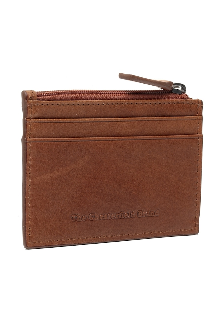 Portofel carduri unisex piele naturala - Chesterfield - - Coniac