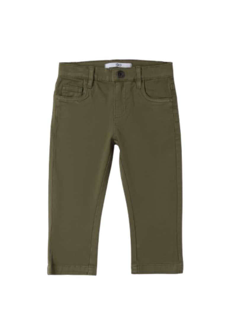 Pantaloni baieti iDO din bumbac twill - talie reglabila - Verde kak