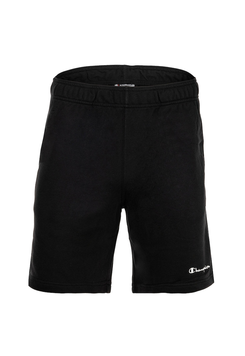 Pantaloni scurti din amestec de bumbac cu banda elastica in talie - Negru