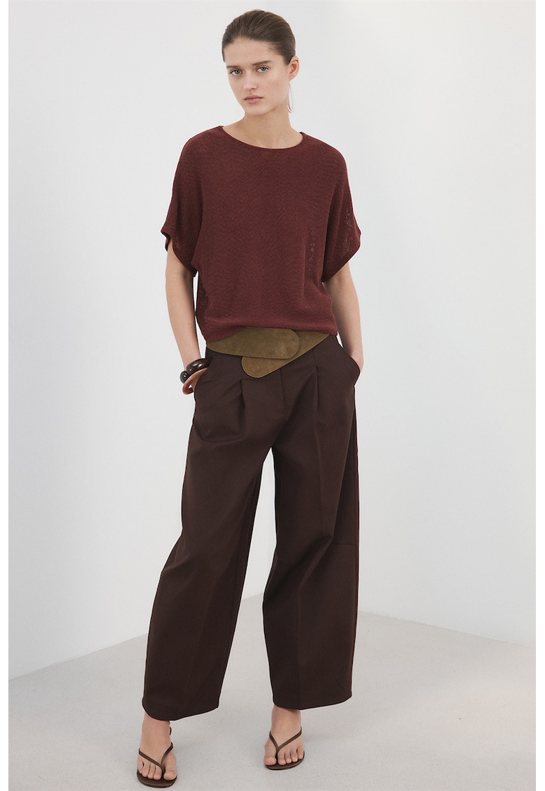 Pulover cu maneci kimono - Rosu inchis