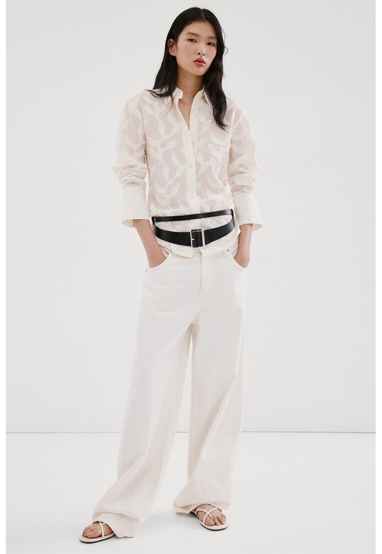 Bluza cu model cu broderie florala - Alb murdar