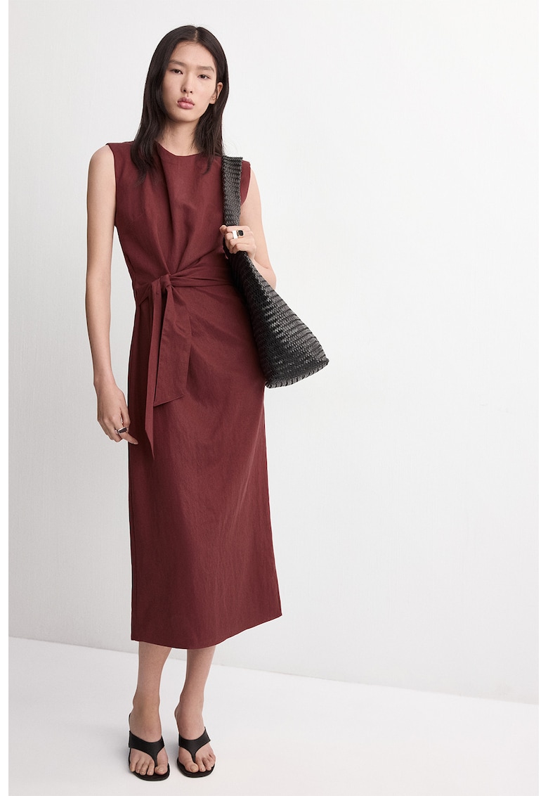 Rochie midi din amestec de lyocell - Rosu inchis
