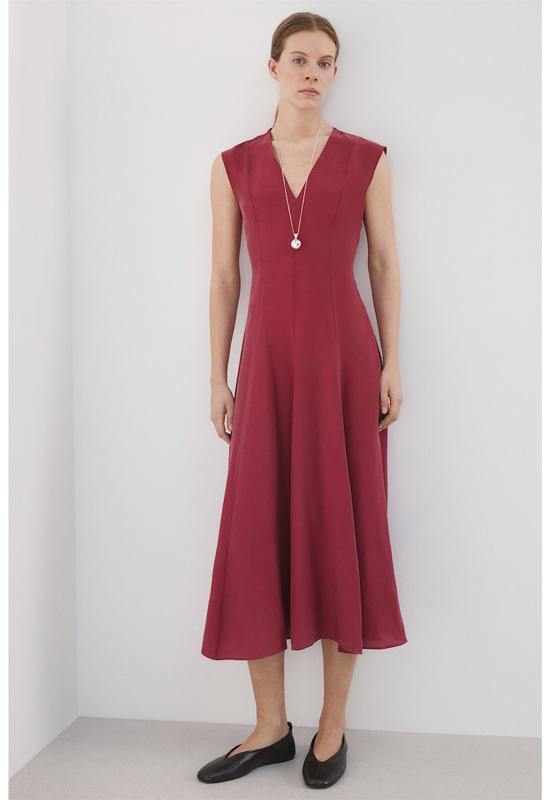 Rochie evazata din amestec de modal - Roz inchis
