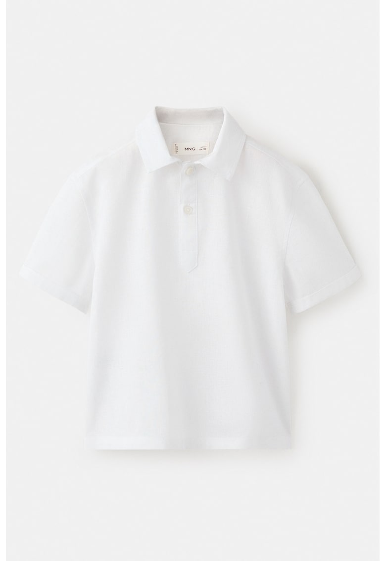 Tricou polo din amestec de in - Alb