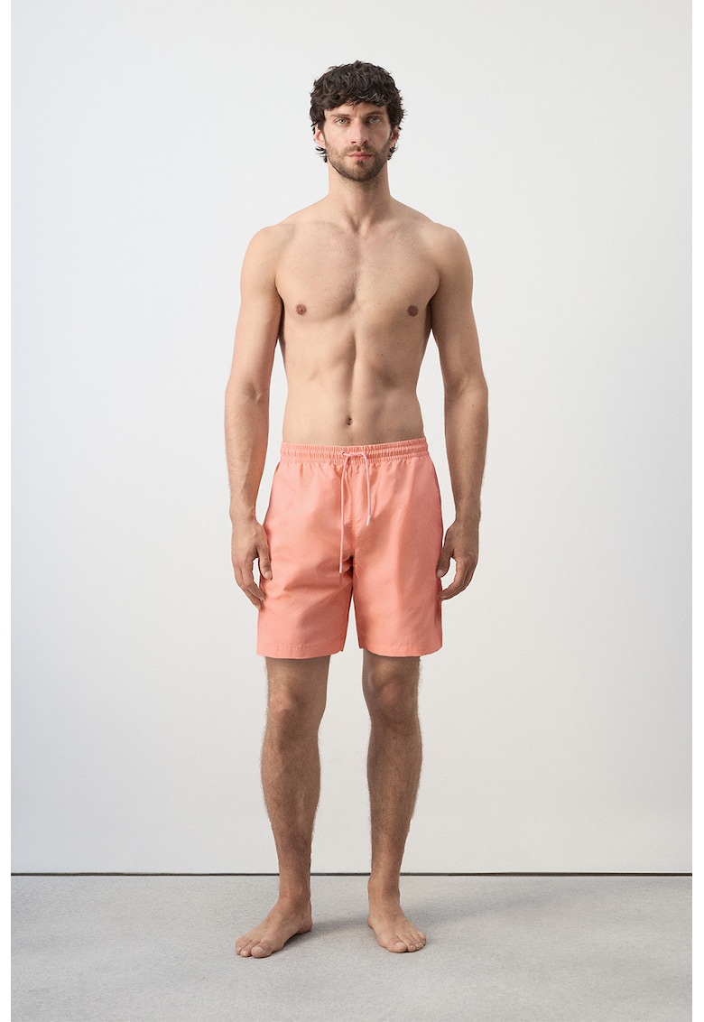 Pantaloni sucrti de baie cu snur si buzunare - Coral