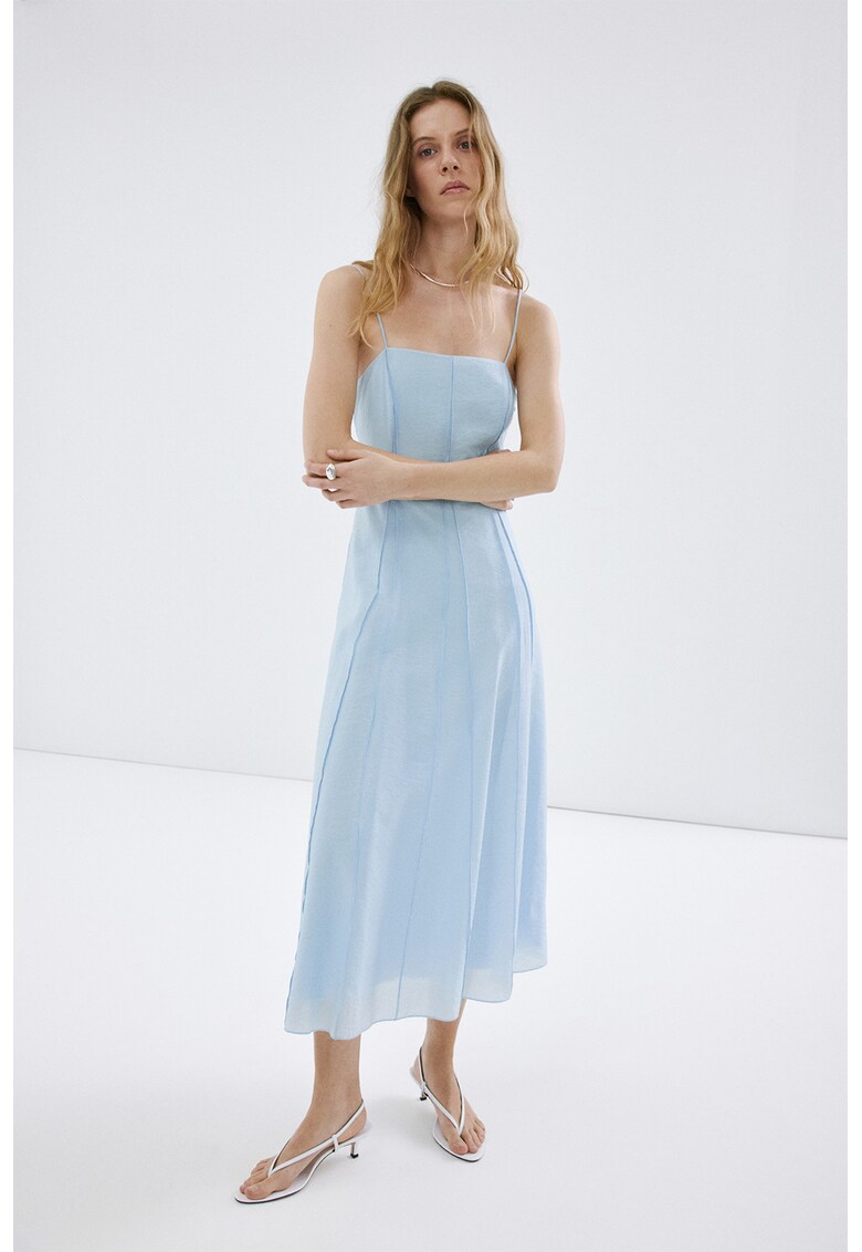 Rochie din amestec de lyocell cu pliuri - Albastru deschis