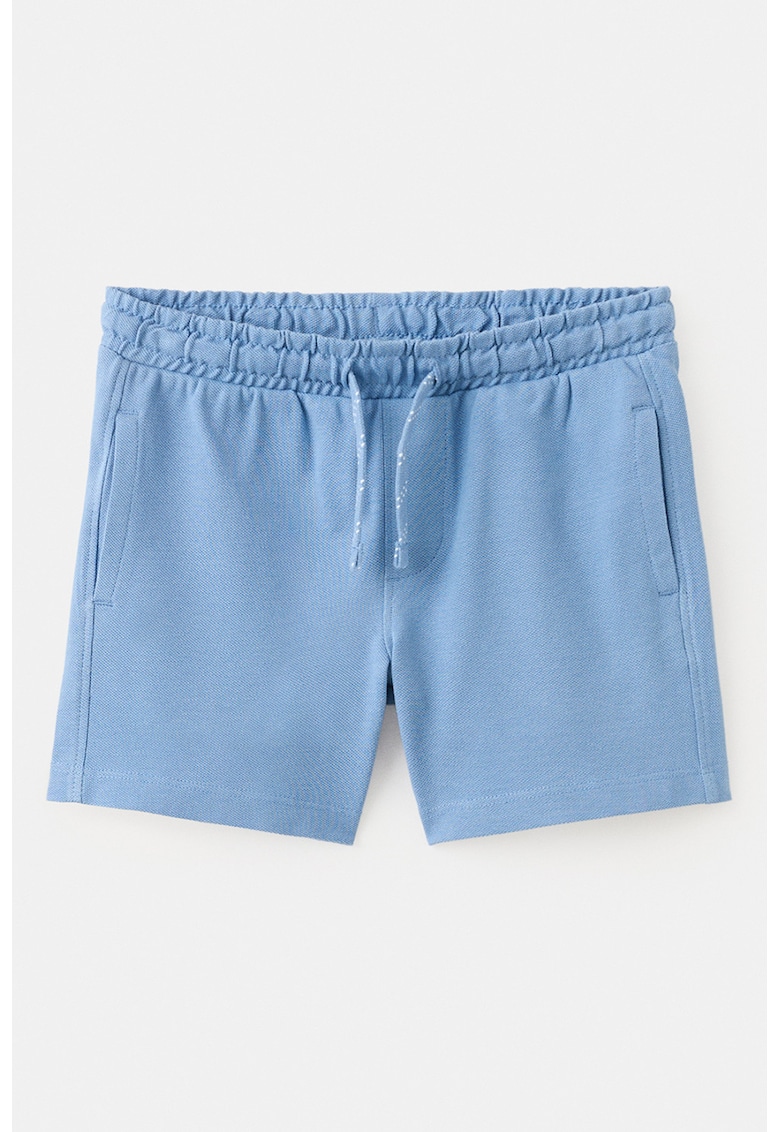 Pantaloni scurti din bumbac cu model uni - Albastru deschis
