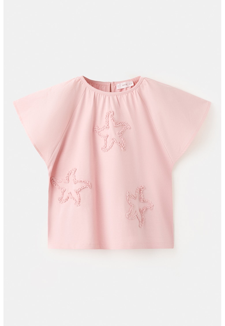 Tricou de bumbac cu aplicatii cu stele - Roz