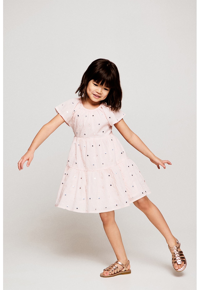 Rochie de bumbac evazata - Roz
