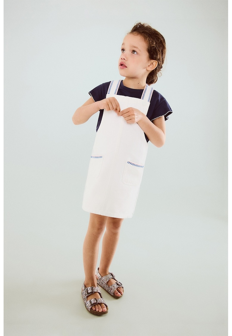 Rochie-sarafan din denim - Alb