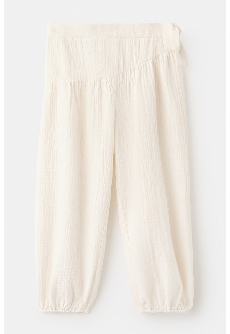 Pantaloni din bumbac cu model uni - Bej deschis