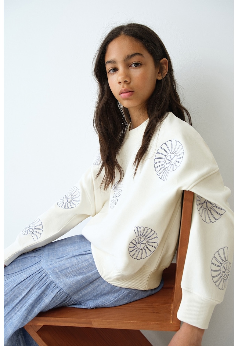 Bluza de trening din bumbac cu detalii brodate - Alb
