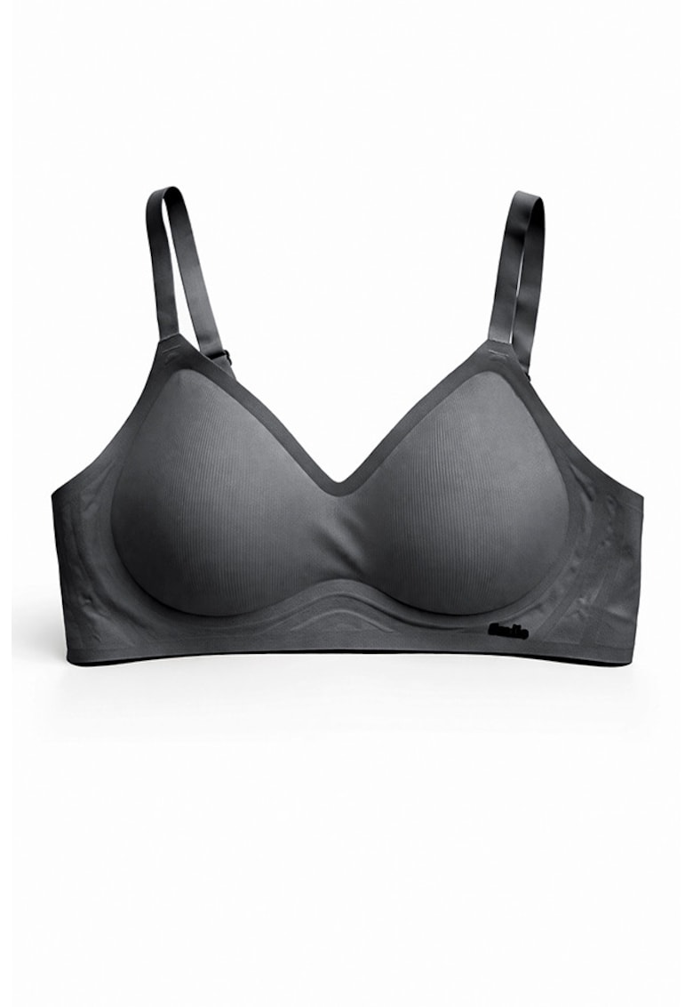 Sutien fara armaturi - cusaturi - cu cupa preformata - SM58 - albastru - - Gri inchis
