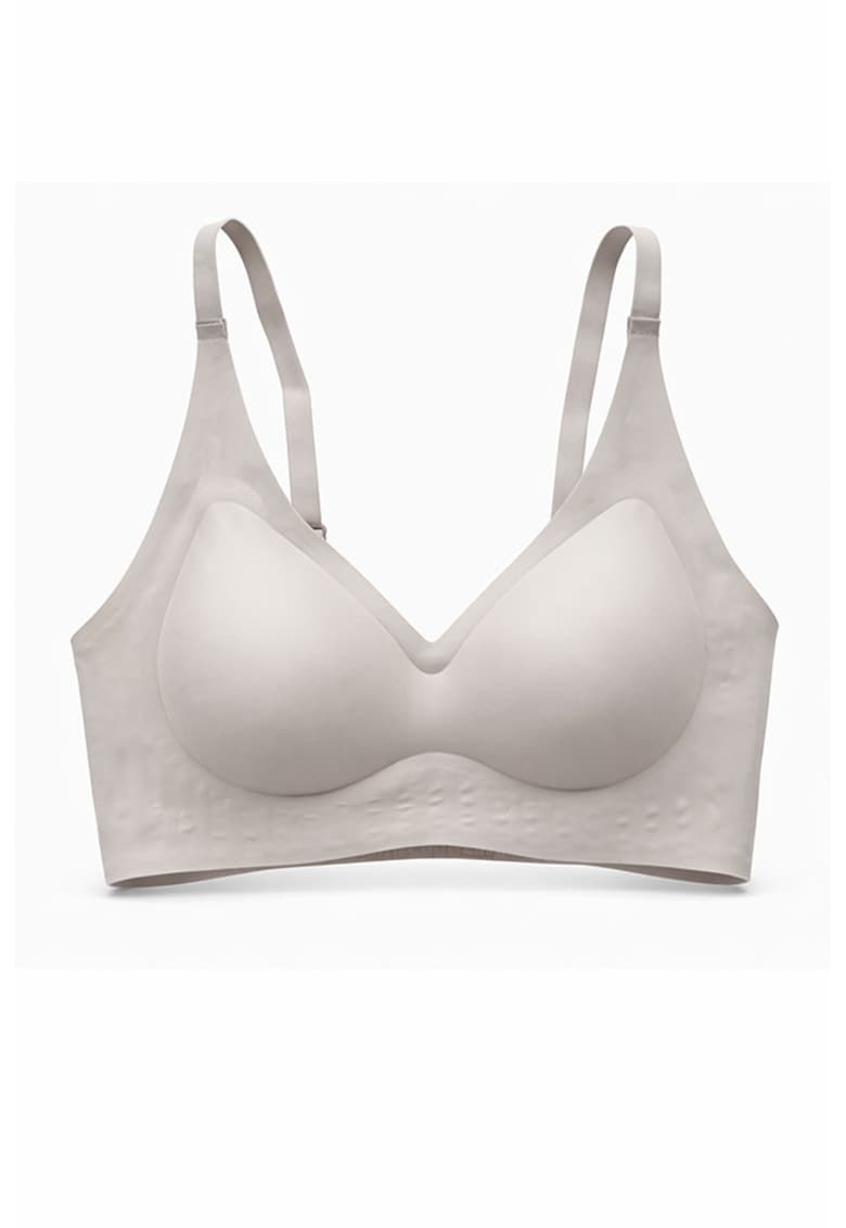 Sutien fara armaturi - cusaturi - cu cupa preformata - SM57 - Gri deschis