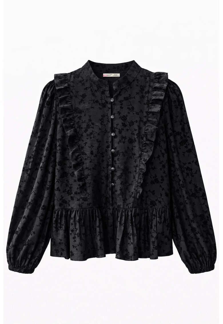 Bluza dama - floral - negru - 100% poliester
