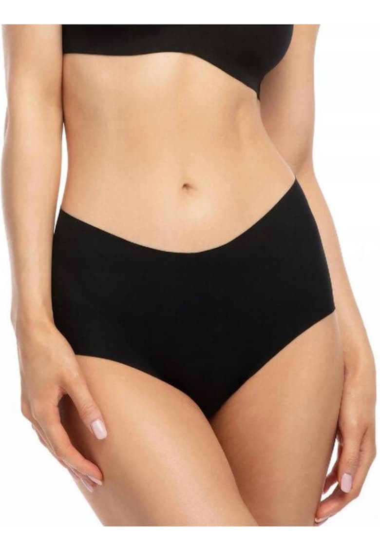 Chiloti clasici microfibra talie inalta laser-cut Infinity Boyshorts Maxi - Negru