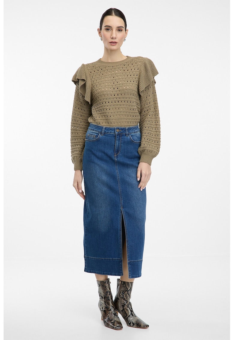 Fusta midi de denim - Bleumarin