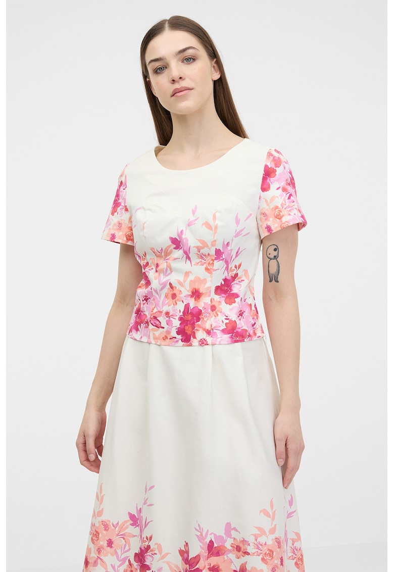 Bluza cu imprimeu floral - Alb murdar/Roz
