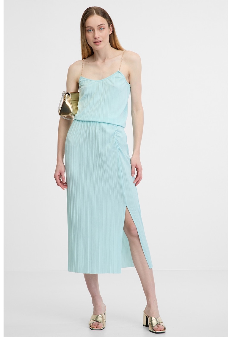 Fusta midi texturata - Albastru deschis