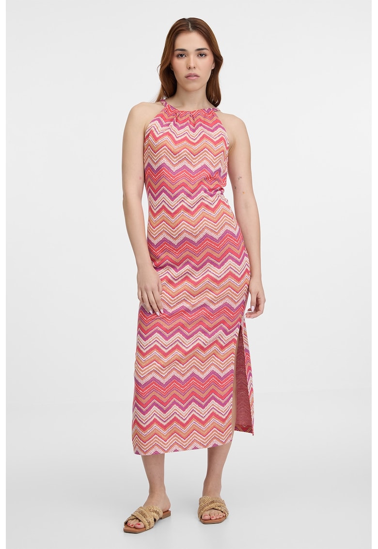 Rochie midi cu situri laterale - Multicolor