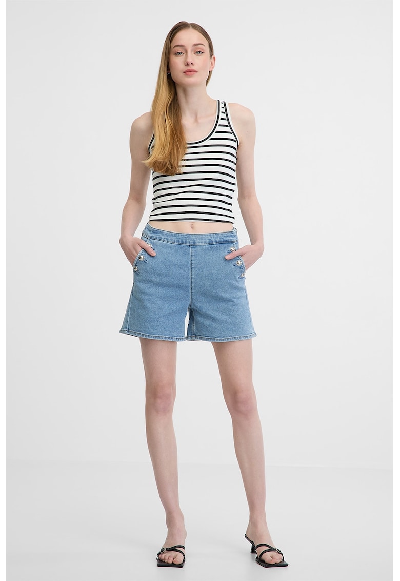 Blugi cu talie inalta - Albastru prafuit