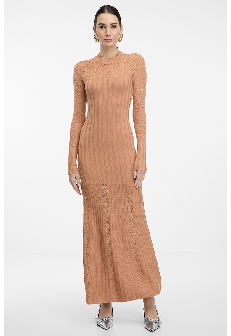 Rochie cambrata tricotata - Caramel