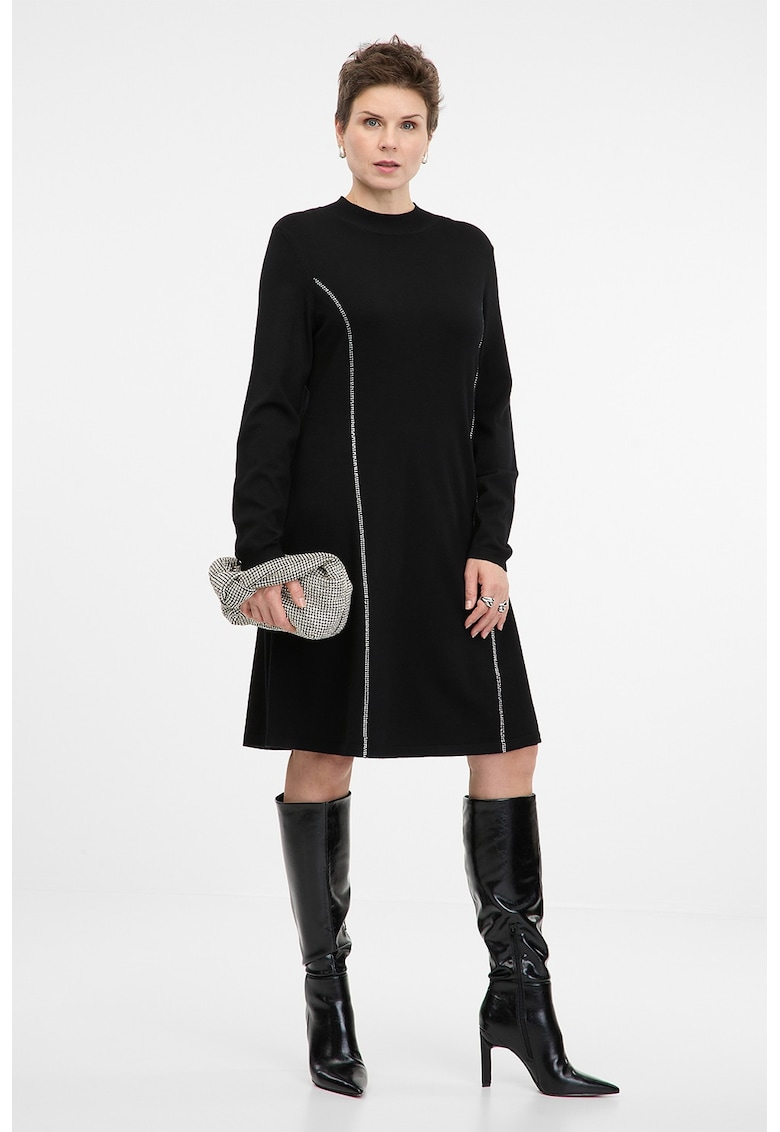 Rochie evazata cu cristale - Negru