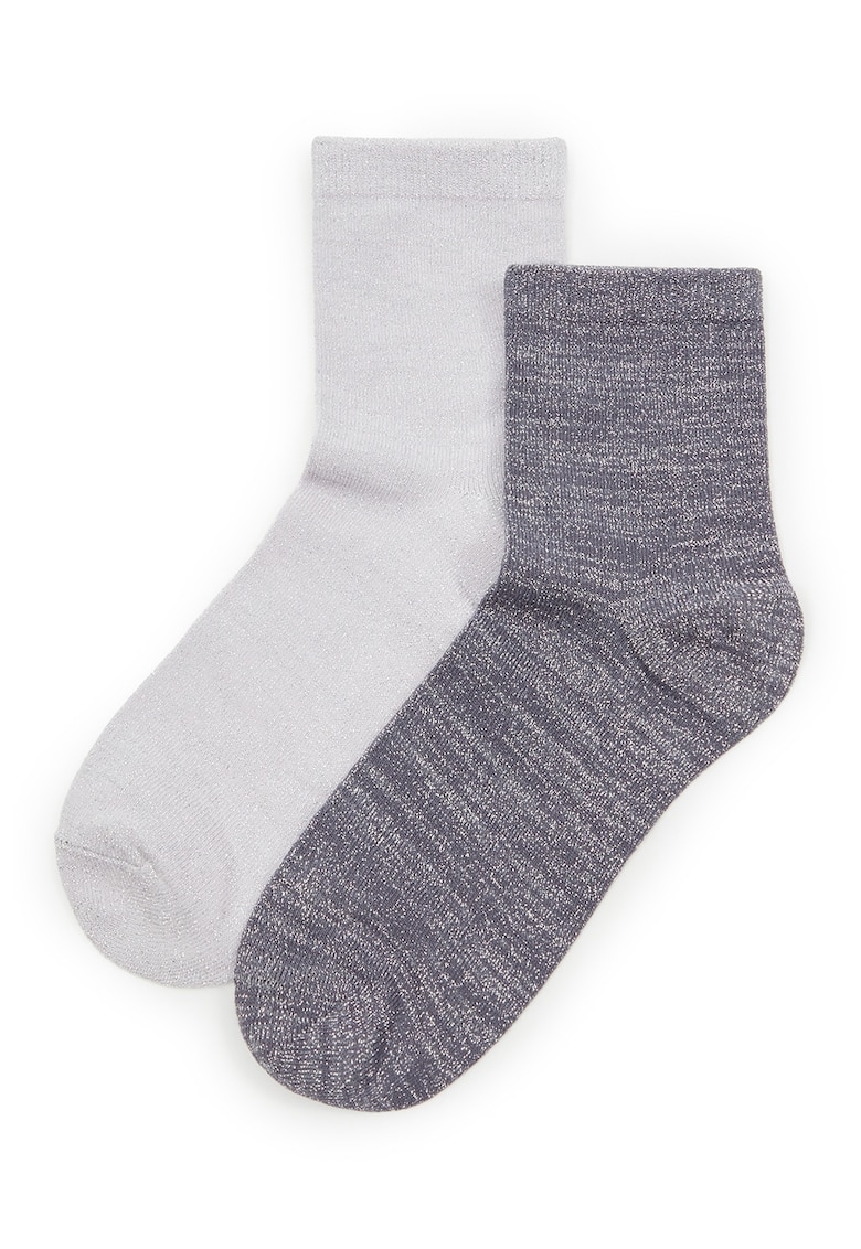 Set de sosete lungi cu aspect stralucitor - 2 perechi - Gri/Argintiu