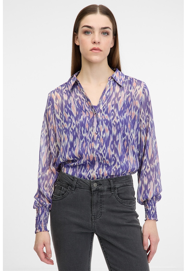 Camasa lejera cu model - Violet/Roz somon