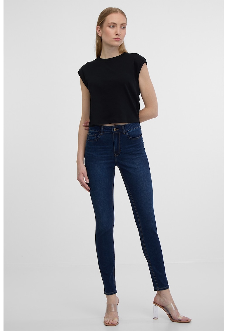 Blugi skinny cu talie inalta - Albastru ultramarin
