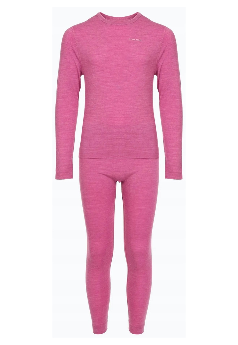 Set lenjerie termoactiva copii Flam - roz - lana merinos/poliester/poliamida -