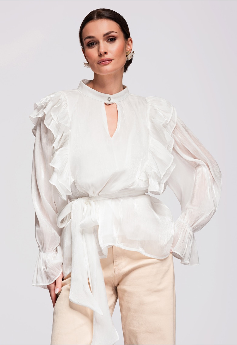 Bluza cu volane OW-TS-E0020 - Alb