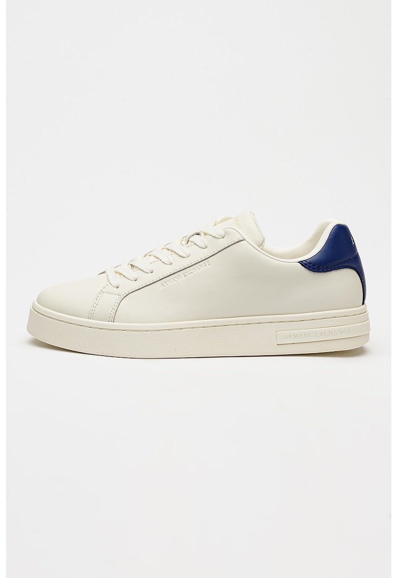 Pantofi sport din piele cu detaliu logo - Albastru indigo/Alb murdar